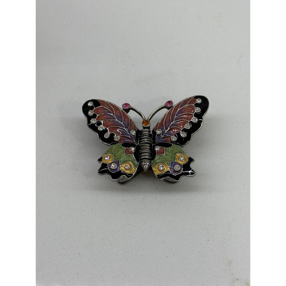 Vintage Enamel Butterfly Trinket Box